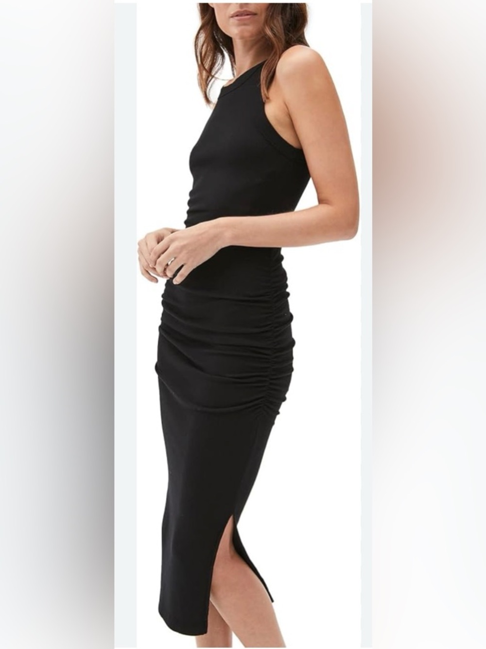 Michael Stars Black Ruched Bodycon Dress